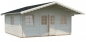 Preview: 70 mm Gartenhaus Caroline 2 in der Größe 5,30 x 5,30 m mit 1,40 m Vordach farbig behandelt.