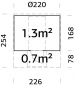 Preview: Grundriss Saunafass Anita 250 / 1.3+0,7m²