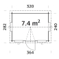 Preview: Grundriss Gartenhaus Claudia 7,4m² von Palmako