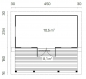 Mobile Preview: Grundriss Modell Stufendach Gartenhaus 70 mit Küche.