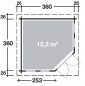 Preview: Grundriss 5-Eck Gartenhaus Katrin 44-B ISO von Wolff Finnhaus in der Größe 3,80 x 3,80 m.