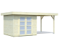 Preview: Pultdach Gartenhaus Gerätehaus Lara 28-A SD mit Schleppdach, Größe 4,87 x 2,50 m