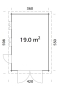 Preview: Grundriss Holzgarage Rasmus 19m² mit Holztor.eingtor inkl. Holzfüllung.