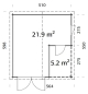 Preview: Roger 21,9 + 5,2 m² Grundriss mit Holztor.