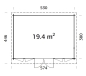 Preview: Grundriss Palamko Gartenhaus Lisa 19,4m²  in der Größe 5,50 x 4,00 m.