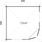 Preview: Grundriss 5-eck Gartenhaus Victoria 28-B in der Größe 3,00 x 3,00 m von Tene Kaubandus.