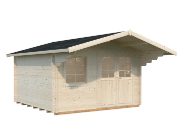 Gartenhaus Sally 12,3m² in farblos imprägniert.