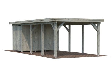 Carport Karl 23,1 m² in grau mit Geräteraum.