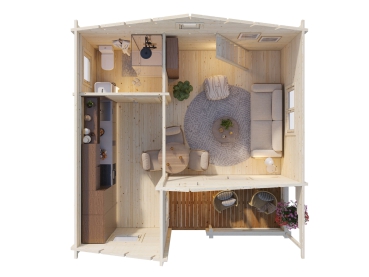 Preview: Blockhaus Emily 40,1+5,2 m² mit Schlafboden