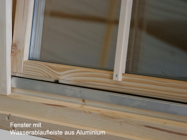 Das Fenster vom Modell Sally hat einen Wasserablauf aus Aluminium.