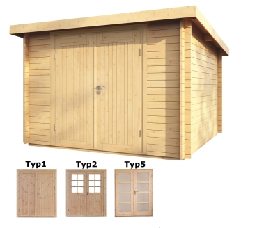 Pultdach Gartenhaus  Pulti 34-BDoppeltür als unbehandelter Bausatz von Wolff Finnhaus.