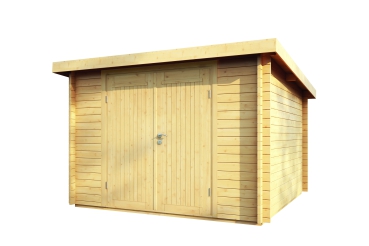 Pultdach Gartenhaus  Pulti 34-C Doppeltür als unbehandelter Bausatz von Wolff Finnhaus.