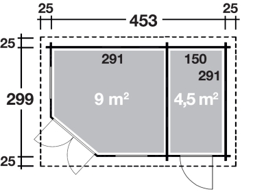 Menja 4530 40, Wolff Gartenblockhaus Maja 40-B 2-Raum aus 40 mm Blockbohlen.