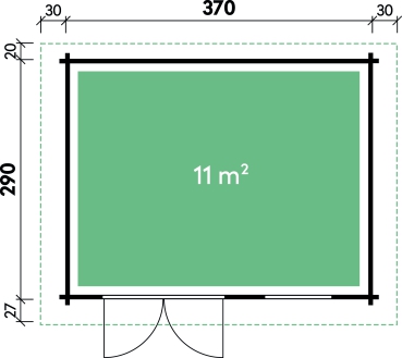 Grundriss Gartenhaus Levke 3729 40 - anthrazit