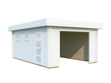 Der Bausatz der Palmako Garage aus Holz Rasmus 19m² in weiß