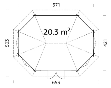 Preview: Grundriss 8-eck Pavillon Gartenhaus Hanna 44 ISO von Palmako.