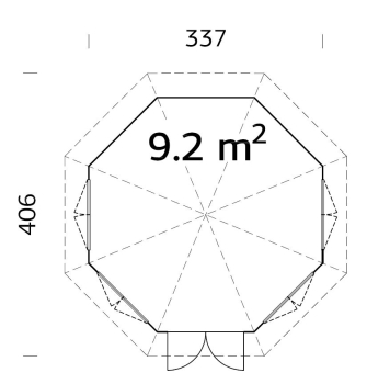 Preview: Grundriss 8-Eck Pavillon Veronica 9,2m²