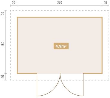 Grundriss Gartenhaus Anke-28-A, Größe 2,90 x 2,00 m.