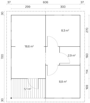 Grundriss Blockhaus Arlanzon 58 B ISO