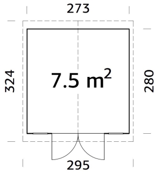 Grundriss Gerätehaus Dan 7,7m² von Palmako.