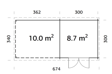 Grundriss Gartenhaus Ella 8,7+10,0 m².