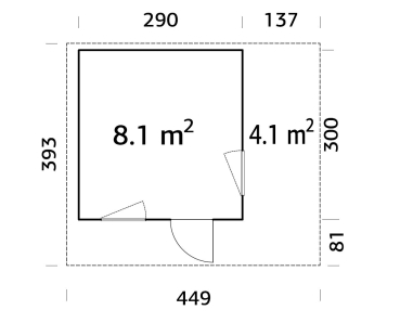 Grundriss Grace 8,1m² + 4.1m² Home Office.