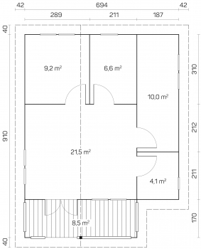 Preview: Grundriss Blockhaus Manzanares 58 ISO von Tene Kaubandus.