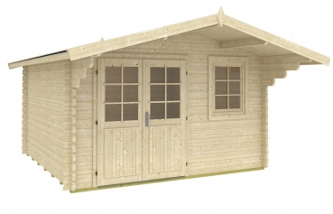 Gartenhaus Lappland-40 A Holz 380x380+200 cm 40 mm Satteldach Blockhaus Laube 