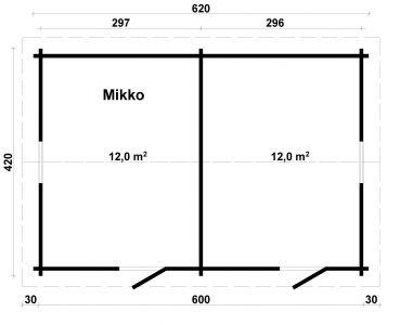 Grundriss Gartenhaus Mikko.