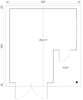 Geräumige Garge aus Holz mit 40 mm Wandstärke und Einstellplatz.