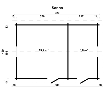 Grundriss Gartenhaus Sanna 70