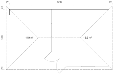 Grundriss Blockhaus Catania in der Größe 5,76 x 3,00 m.