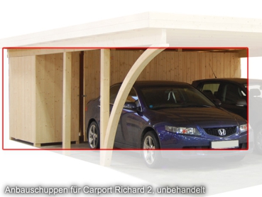 Anbauschuppen als Geräteraum für Doppelcarport Richard 2.