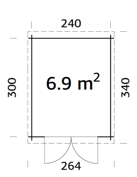 Grundriss Gartenhaus Ella 6,9m²  von Palmako