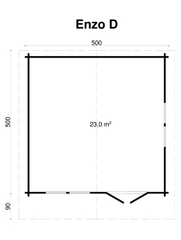 Grundriss Gartenhaus Enzo 70-D mit Isolierberglasung.