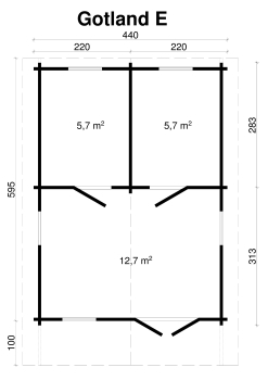 Grundriss Gartenhaus Gotland 70-E mit 24 m².