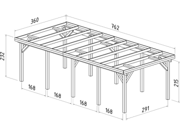 Grundriss Palmako Carport Karl 2 mit Flachdach.