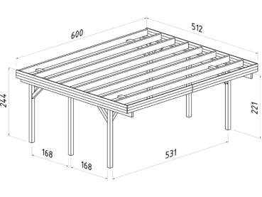 Grundriss Doppelcarport Carport Karl 20,6 m² von Palmako.