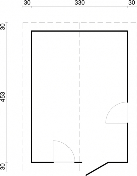 Grundriss Palmako Gartenhaus Ly in der Größe 3,30 x 4,53 m.