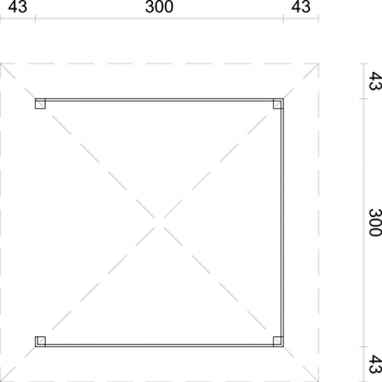 Grundriss der Palmako 4-eck Gartenhaube Berta mit Brüstung und Fußboden als Option.