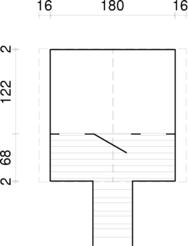 Grundriss Spielhaus Toby von Palmako in der Größe 1,80 x 2,90 m mit Leiter.