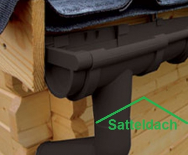 PVC Kunststoff Dachrinnen Komplett Set für Satteldächer - für 2 Seiten  bis 6,50 m Dachlänge.