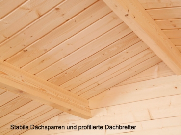 Holzgarage Roger 23,9m² mit stabilen Dachsparren und profilierten Dachbrettern.