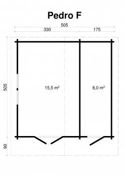 Grundriss Gartenhaus Pedro 70-F Iso.