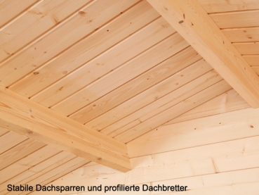 Profilierte Dachbretter und stabile Dachsparren.