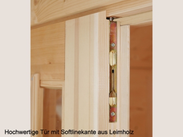 Hochwertige Tür aus Leimholz mit abgerundeten Kanten.