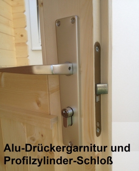 Doppeltür aus Leimholz mit Echtglas.