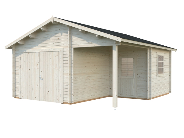 Roger 21,9 + 5,2 m² mit Holztor in farblos imprägniert..