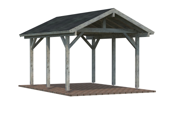 Carport Robert 11,7 m² in grau imprägniert.