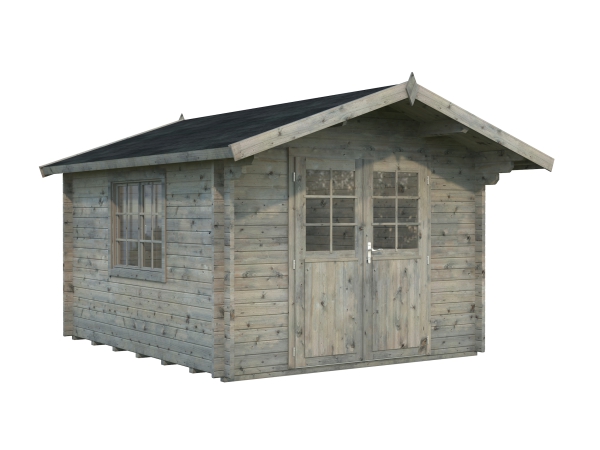 Gartenhaus Sally 10,2m² in grau.